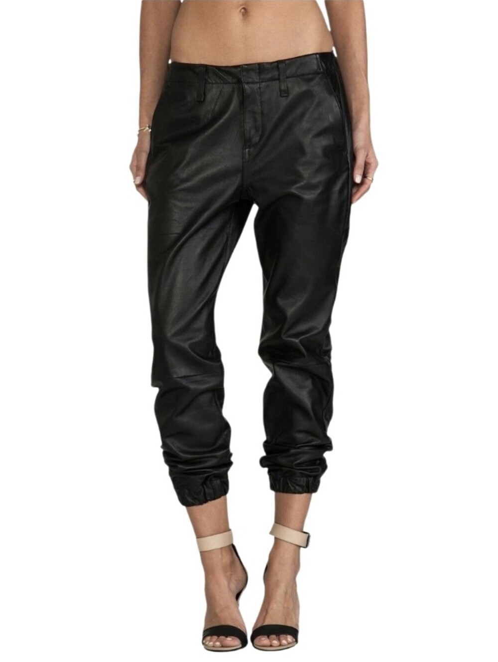 rag & bone Black Lamb Leather Jogger Pants